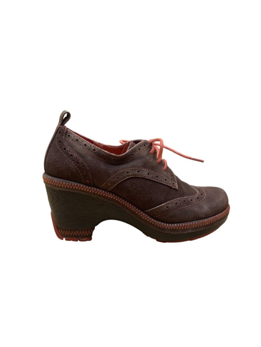 Jambu Women’s Brown Leather With Brogue Design Lace-Up Sport Wedge Boots Size 6M - Picture 1 of 9